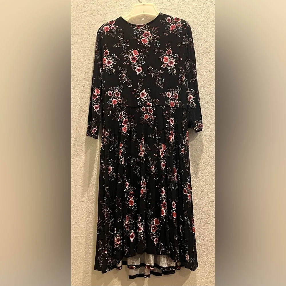 Torrid Black Xl/1 Floral Mini Jersey Wrap Dress